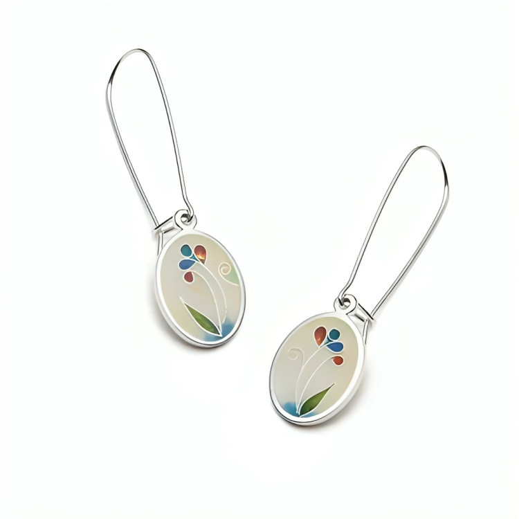 White oval earrings